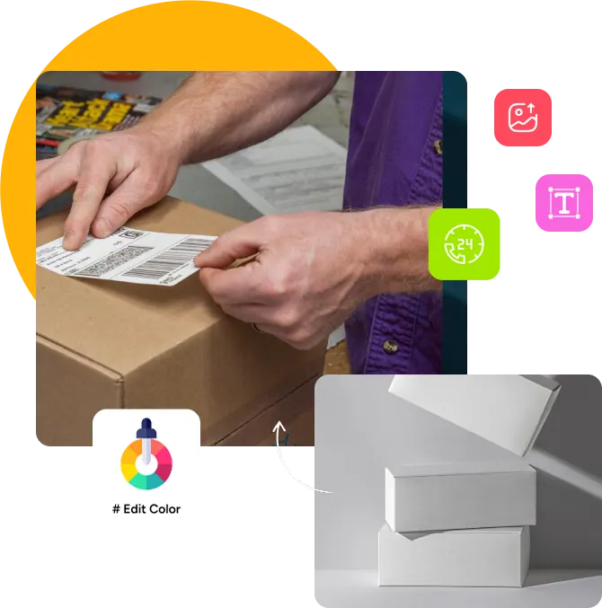 Branded packaging mockups showing real product unboxing